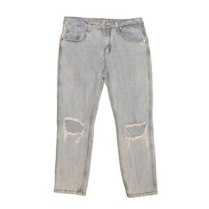 UNIF $98 Y2K Light Wash Ripped Knees Cropped Denim Jean Size 28